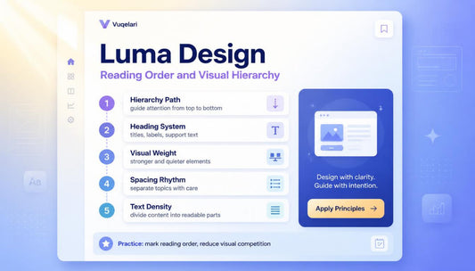 Luma Design interface with principles and application button on a gradient background