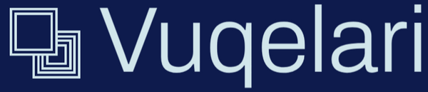 Vuqelari logo on a blue background