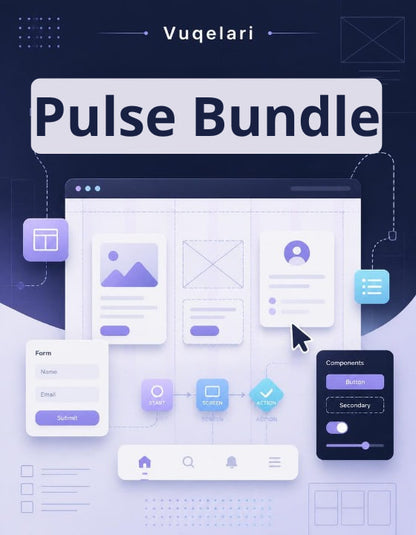 Vuqelari Pulse Bundle with interface design elements on a dark background